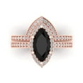 thumbnail image 2 of Clara Pucci 14K Rose Gold 2.4875 Natural Onyx Engraveable Engagement Ring + Wedding Band Set, 2 of 7