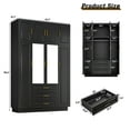 thumbnail image 2 of Blotout 91'' Armoire Wardrobe Closet with Top Cabinet and Mirror, Modern 4 Doors Adult Wood Closet Storage Cabinet with Hanging Rod & 3 Drawers & RGB LED 60,000 Color Lights/5 Storage Shelves, 2 of 8