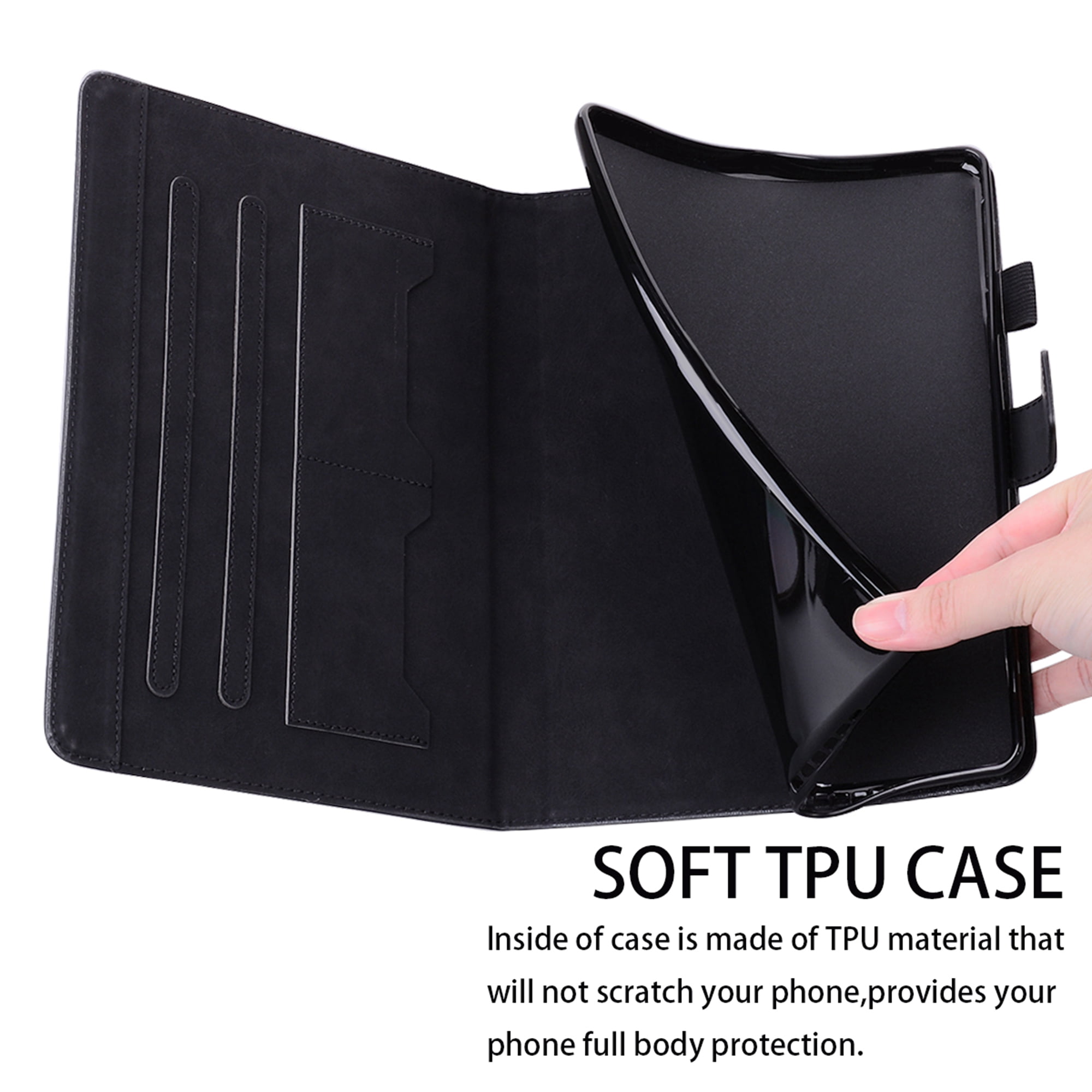 Dteck Folio Case for iPad Air 13-inch (M3/M2) 2025/2024, Multi-Angle Viewing Protective Stand Cover with Pencil Holder & Card Holder,Black