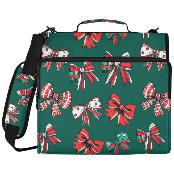 ALAZA Zipper Binder Christmas Bows Pattern 2 inch 3 Ring 500 Sheet Capacity Trapper Keeper File Folder Organizer Bag