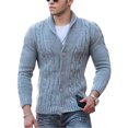 thumbnail image 1 of Innerwin Outwear Solid Color Men Sweaters Travel Long Sleeve Knitted Cardigan Sweater Gray L, 1 of 2
