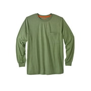 Boulder Creek By Kingsize Men's Big & Tall Heavyweight Crewneck Long-Sleeve Pocket T-Shirt