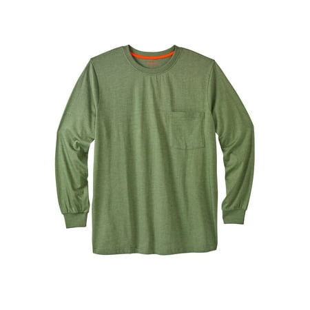 Boulder Creek By Kingsize Men's Big & Tall Heavyweight Crewneck Long-Sleeve Pocket T-Shirt