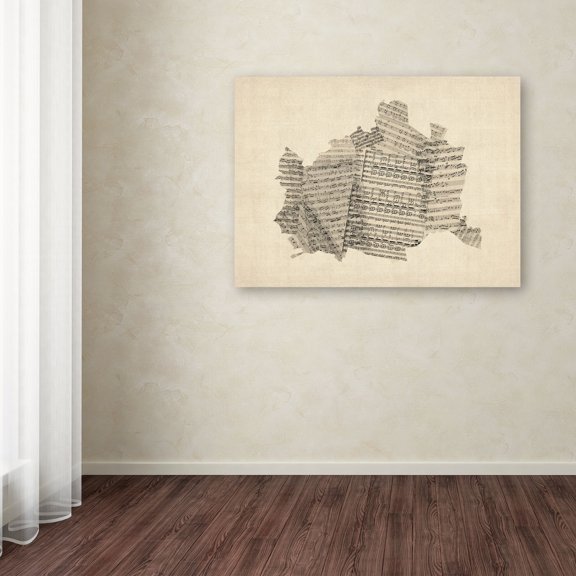 Trademark Fine Art "Old Sheet Music Map of Vienna Austria" Canvas Art by Michael Tompsett