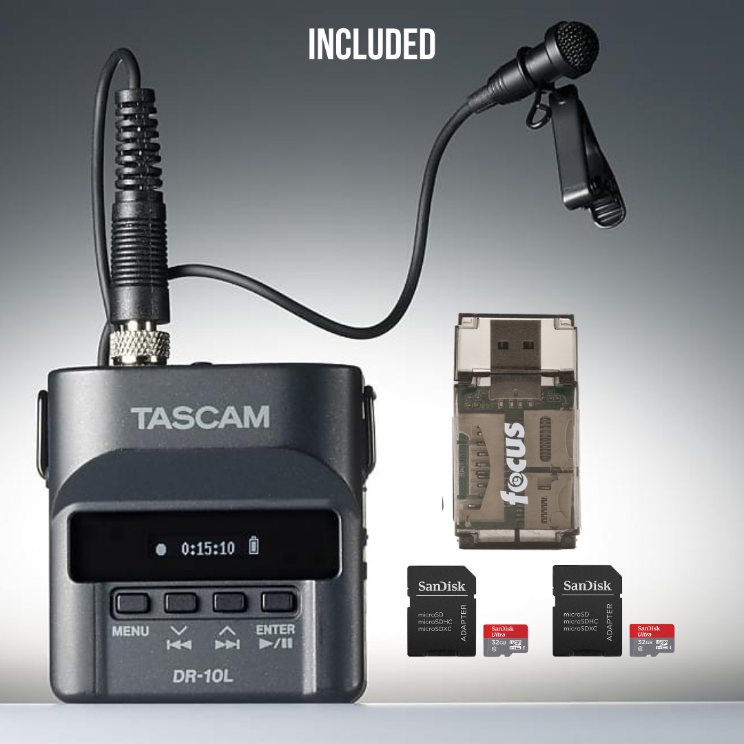 Tascam DR-10L Digital Recorder & Lavalier Mic with Two 32GB microSD Cards & Reader - image 3 of 5