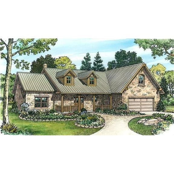 010-403: Farmhouse Country 3 Bed, 3 Bath Luxury Home Plan, 1840 Sq Ft: Full Blueprints with License to Build by Home Plan Marketplace - Lesuto