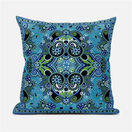 

Amrita Sen Designs CAPL1008FSDS-BL-20x20 20 x 20 in. Floral Paisley Suede Blown & Closed Pillow - Turquoise Green & Indigo