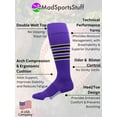 thumbnail image 2 of MadSportsStuff Dugout 3-Stripe Softball Socks - Purple/Black/White, X-Large, 2 of 2