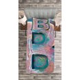 thumbnail image 3 of Ambesonne Letter B Quilted Bedspread Set 2 Pcs, ABC Print Method Old B, Twin Size, Teal Ivory Dark Coral, 3 of 3