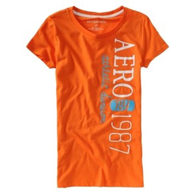 Aeropostale Womens Aero Athletic Division #87 Graphic T-Shirt, Naranja, Small