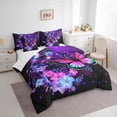 thumbnail image 3 of Homewish Boys Girls Gradient Butterflies Bedding Comforter Set 7pcs,Abstract Ombre Starry Sky Queen Bedding Sets Super Cozy,Chic Floral Flowers Queen Sheet Sets,Luxury Bedroom Decor,Reversible, 3 of 8