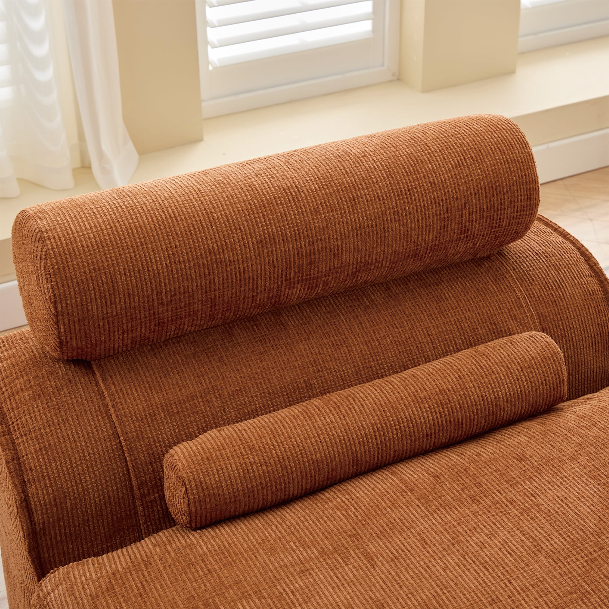 Miniyam Modular Floor Sofa with Lumbar Pillow, Armless Chenille Lounge Chair for Small Spaces, Orange