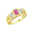 thumbnail image 3 of RYLOS Men's Rings 14K Yellow Gold Classic 6X4MM Oval Gemstone & Diamond Ring Star Ruby July Birthstone Rings For Men, Gold Rings Size 13, 3 of 7