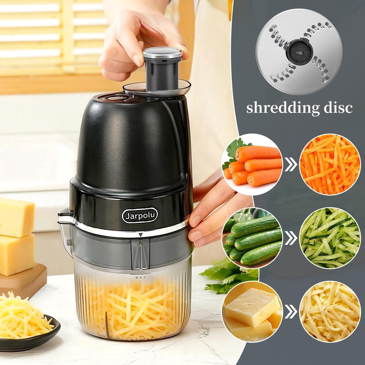 4 in 1 Electric Cheese Grater Multifunctional Food Processor for Vegetables Fruits Nuts