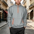 thumbnail image 2 of Boys Quarter Zip Mock Neck Sweatshirt Long Sleeve Pullover Top Zipper Pocket Casual Kids Sweater Gray 14-15Years, 2 of 8