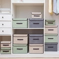 thumbnail image 4 of Tutuviw - Cajas de almacenamiento plegables grandes con tapa, organizadoras para armario y ropa, para el hogar y la oficina, 1 unidad, color beige, 4 of 5