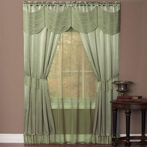 Halley Window In A Bag, 56-Inch By 84-Inch, 6 Piece Curtain Set, Sage