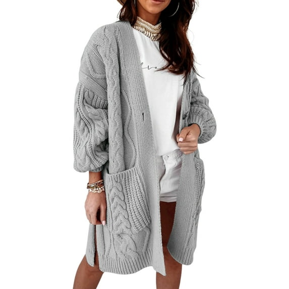 FASHIONWT Women Warm Winter Kaftan Mid-length Knitted Fabric Cardigan
