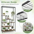 thumbnail image 2 of Spaco 6-Tier Tall Plant Stand, 71 Inch Metal Plant Shelf with 10 Hanging Hooks for Indoor and Outdoor, Brown, 2 of 9