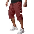 thumbnail image 2 of Domuza Men's Cargo Shorts Lightweight Multi-Pocket Drawstring Waist Casual Summer Baggy Cargo Shorts Relaxed Fit Hiking Capri Shorts Deep Red 3XL, 2 of 5