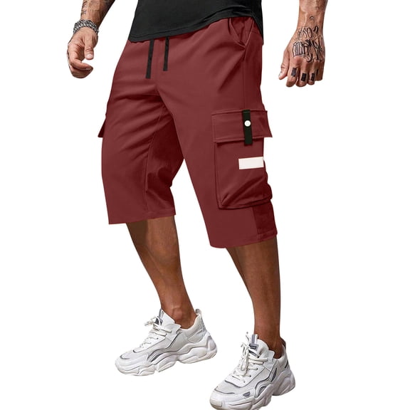 YNGKMEA Mens Cargo Shorts Lightweight Below Knee Shorts Quick Dry Loose Fit Work Short Pants with Multi Pockets
