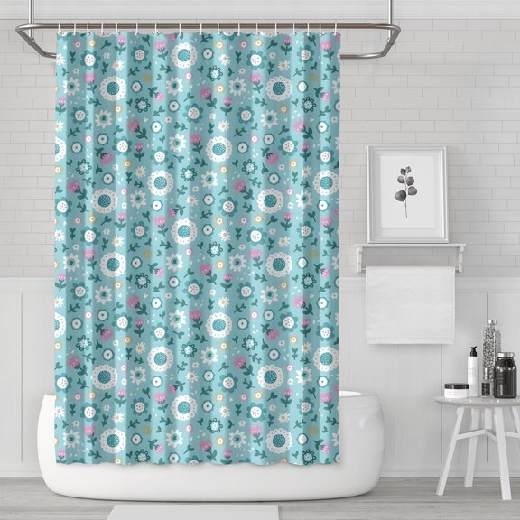 Pioneer Flower Floral Print Pattern Shower Curtain 72"x72" ,Bathroom Decorative Shower Curtains Set with 12 Hooks,Modern Waterproof Washable Shower Curtain