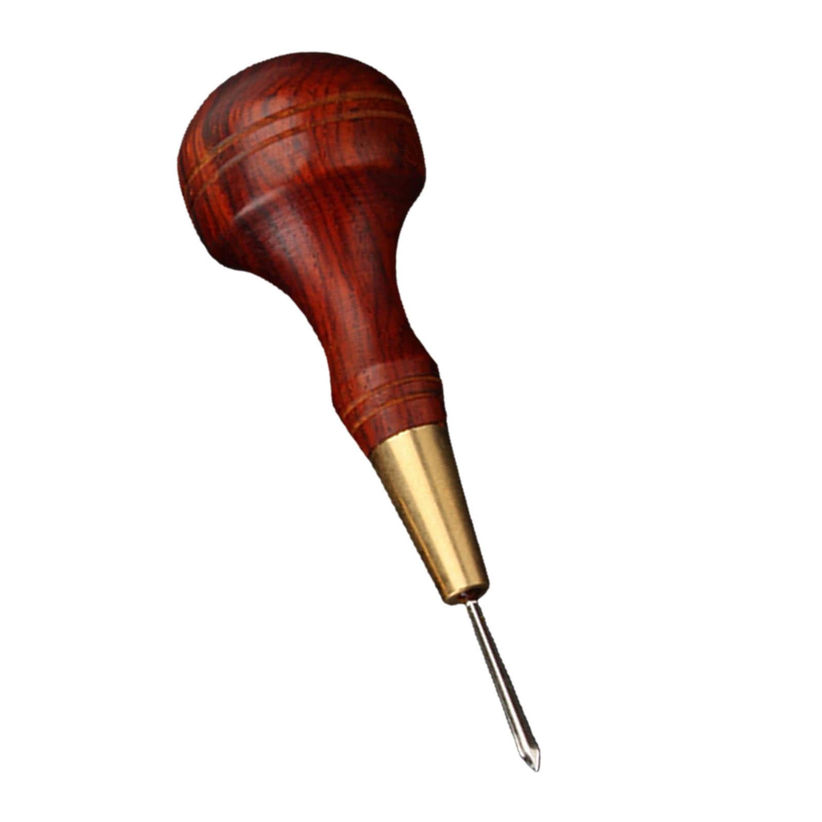 Wooden Handle Awl Tool, Leather Sewing Diamond Shape , Hand Stitching  Scratch Awl, for DIY Handmade Pin Punching. , 3mm Red Brown, 90x30mm