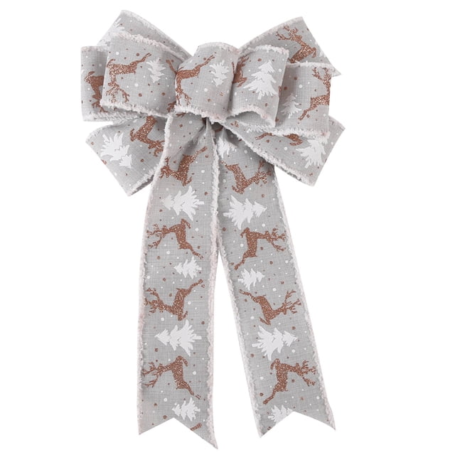 Vaidha Christmas Large Bow Double Layer Linen Bow Christmas Tree Decoration Bow