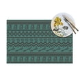 thumbnail image 4 of LNWH Flat African Design Green Pattern Placemats, 4 PCS Heat Resistant Washable PVC Table Mats, 18"x12", 4 of 6