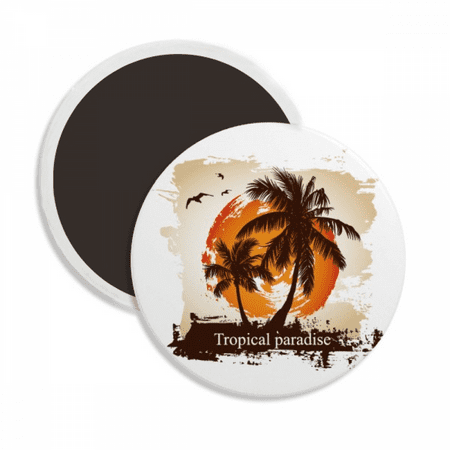 

Beach Coconut Tree Pattern Illustration Round Ceracs Fridge Magnet Keepsake Decoration