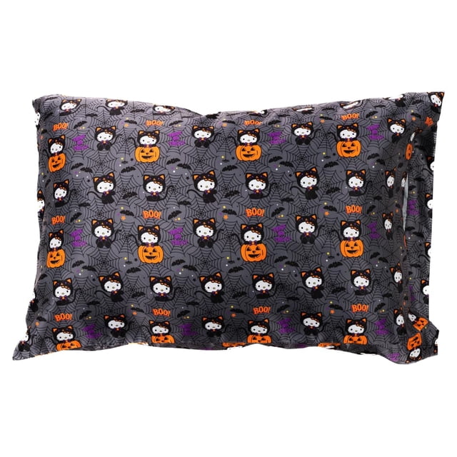 Funda de almohada Franco Hello Kitty Skeleton Halloween satinada 51 x 76 cm