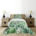 thumbnail image 2 of Ambesonne Sage Green Quilted Bedspread Set 2 Pcs, Exotics Huddle Forest, Twin Size, Seafoam Pale Teal White, 2 of 4