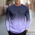 thumbnail image 2 of JUUYY Men's T-Shirt Fashion Gradient Printed Lightweight Long Sleeve Casual Athletic Breathable Round Neck Pullover Shirt Tops Dark Blue XL, 2 of 5