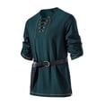 thumbnail image 4 of JOANKDMI Mens Medieval Lace-up Tunic Long Sleeve V Neck Vintage Shirt Viking Pirate Costume Top for Role Play Stage Performance Daily Wear, 4 of 7