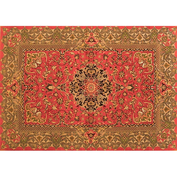 Ahgly Company Indoor Rectangle Persian Orange Traditional Area Rugs, 7' x 10'