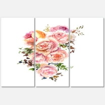 Designart ' Bouquet Of Pink Roses Flowers ' Traditional Canvas Wall Art Print