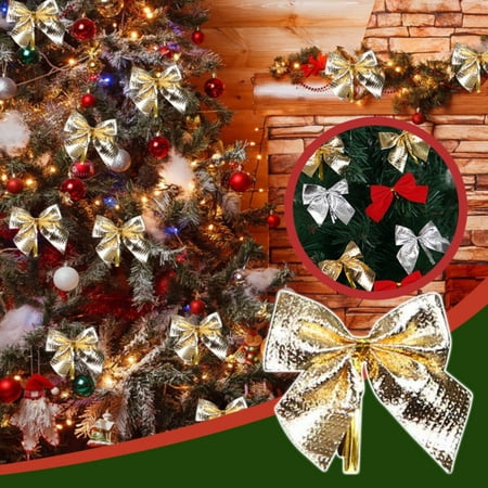 

Christmas Mini Glossy Bows Christmas Ornament For Christmas Tree Crafts Home Decoration DIY Making (Multiple Colors) Event Dress for Women Party 90s Party Decorations for Adults Event Wristbands