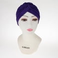 thumbnail image 2 of Mujeres señoras elástico turbante cabeza envoltura Chemo Bandana Hijab estilo indio sombrero Púrpura Zulema Sombrero de turbante para mujer, 2 of 8
