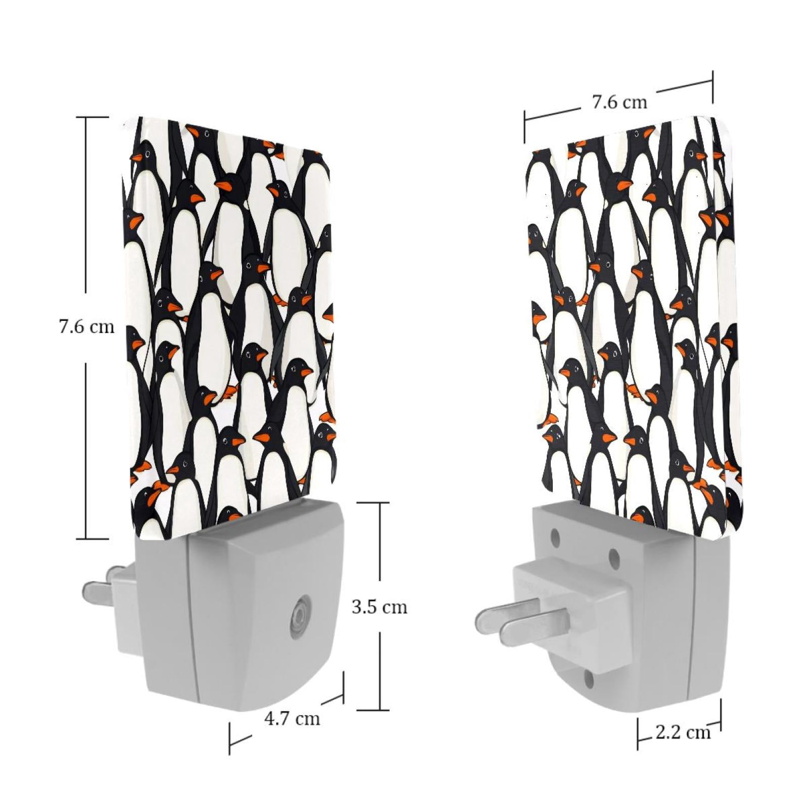 PhooArto Cute Cartoon Penguins Pattern Plug in LED Night Light Auto Sensor Dusk to Dawn Decorative Night for Bedroom, Bathroom, Kitchen, Hallway, Stairs, Baby's Room, Energy Saving