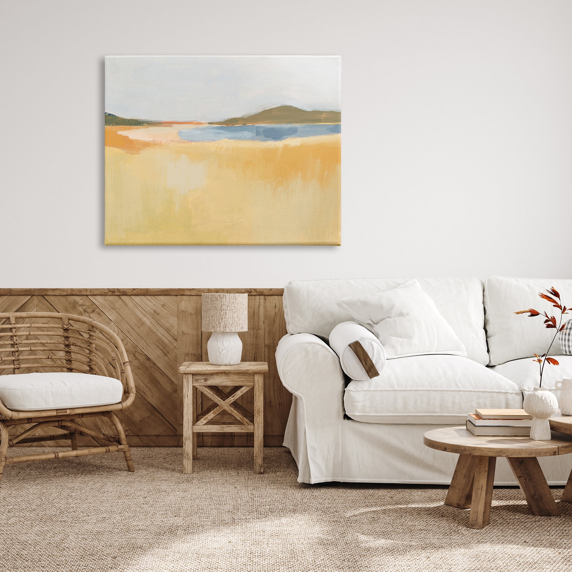 Stupell Indtries Lake Water by Mountain Range Soft Autumn Prairie,48 x 36,Design by Victoria Barnes&nbsp;