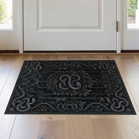 ODIKA 2'x3' Washable Accent Rug Pet Friendly, Bedside Mat Gothic Snake Coiled Reptile Enchanted Woodland Mystical Whimsy for Bedroom, Nursery, RV