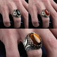 thumbnail image 4 of Mens Steel Gold Natural Oval Tiger Eye Stone Ring Men E4I0 7-15 Size J5Q0 G1T1, 4 of 9