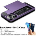 thumbnail image 4 of Case Compatible with iPhone 15 Pro Max with Card Holder Dual Layer Shockproof Wallet Phone Case Hidden Card Slot Sliding Protective Hard Back Slim Case for iPhone 15 Pro Max 6.7'' Grey Purple, 4 of 14