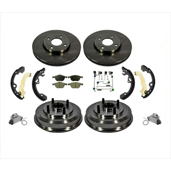 Front Rotors Ceramic Pads Rear Drums Shoes Wheel Cylinders For Ford Focus 05-07
