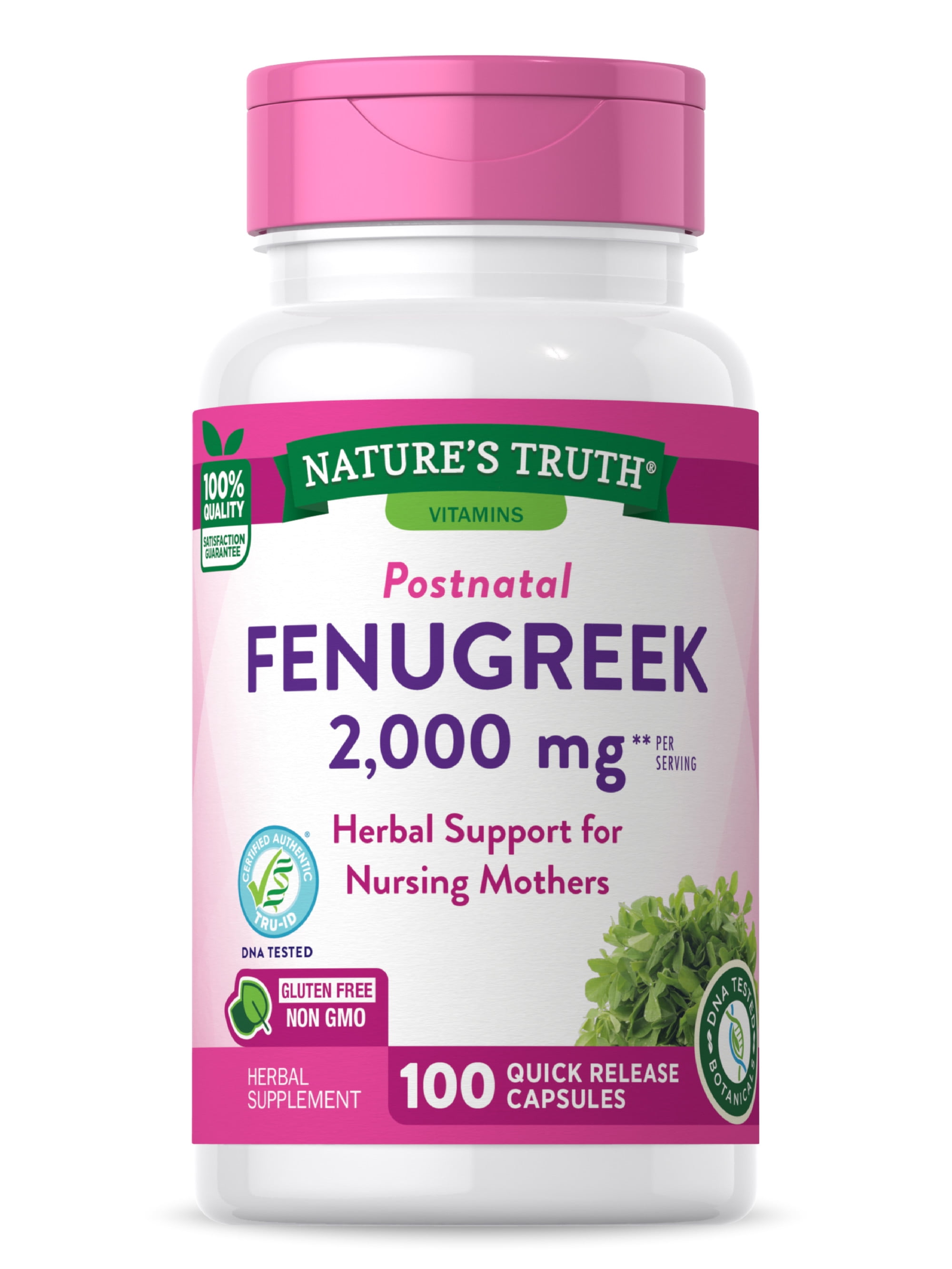 Fenugreek Seed Capsules | 2000mg | 100 Powder Capsules | Non-GMO, Gluten Free | by Nature's Truth