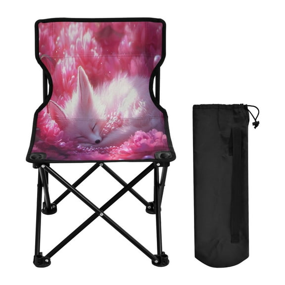 YAZAOO Camping Chairs Modern Sleeping Fox Pink Flowers Pearls Pattern Folding chair