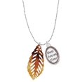 thumbnail image 1 of Delight Jewelry Acrylic Medium Leaf Mixed Brown and Yellow Best Mom Ever Charm Necklace, 1 of 4