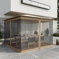thumbnail image 2 of Outsunny Replacement Mosquito Netting for Gazebo 10' x 10' Black Screen Walls for Canopy with Zippers for Parties and Outdoor Activities, Beige, 2 of 10