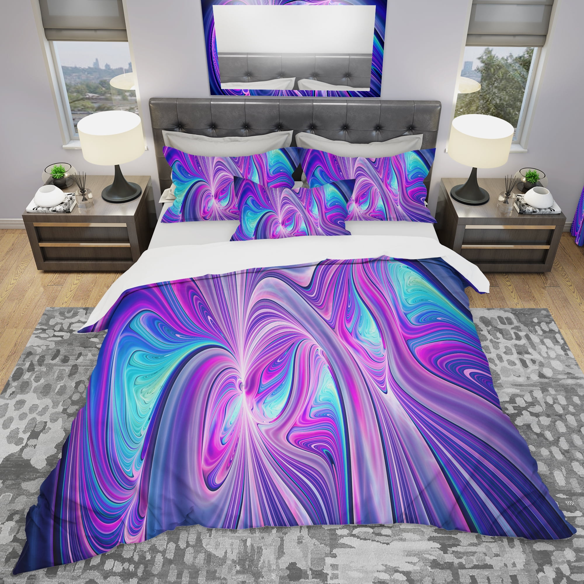 Designart 'Purple and Blue Wonder' Modern & Contemporary Duvet Cover Set