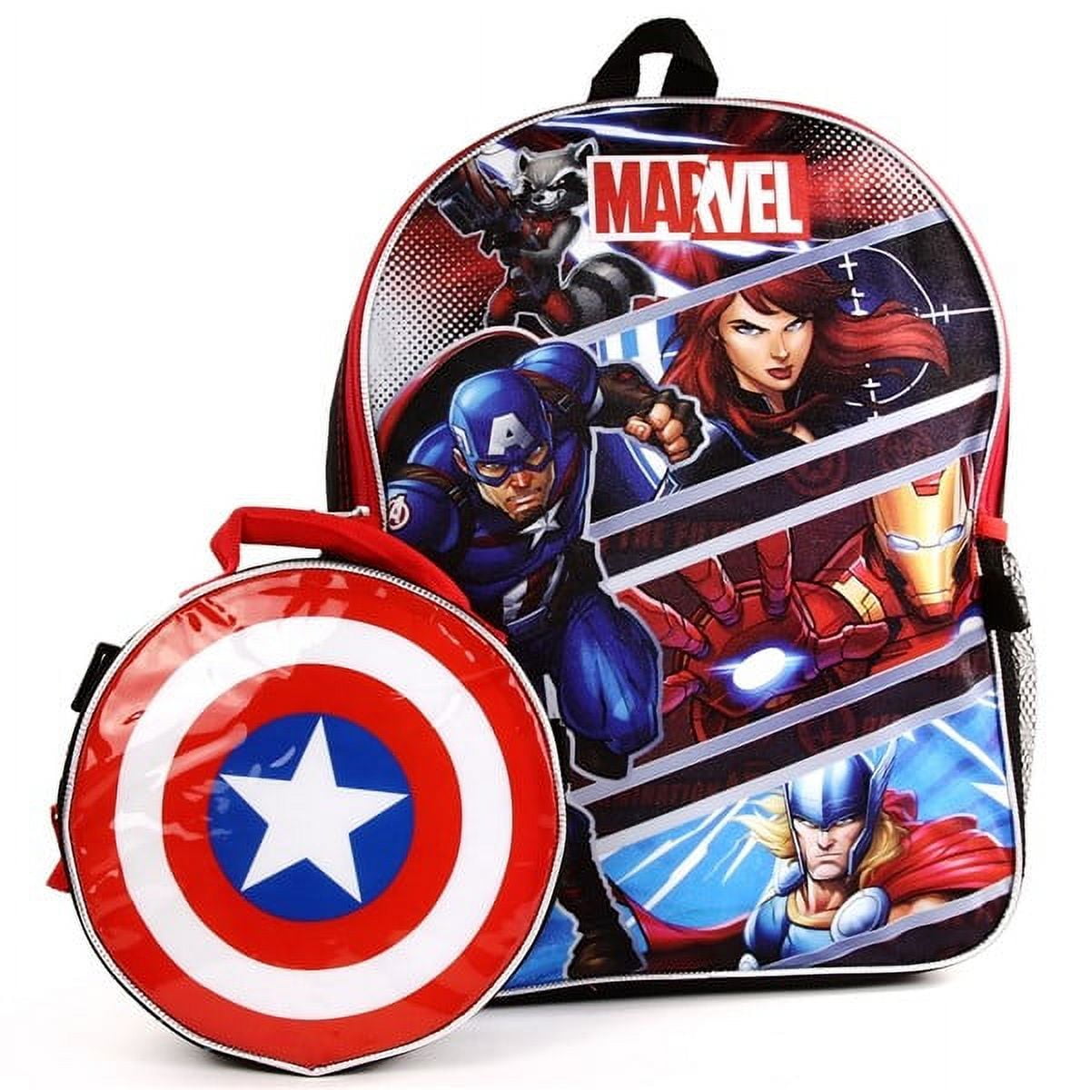 Marvel Avengers Kids School Backpack Lunch Box Bag Set Red Multi color One Size with Mesh Pocket Walmart